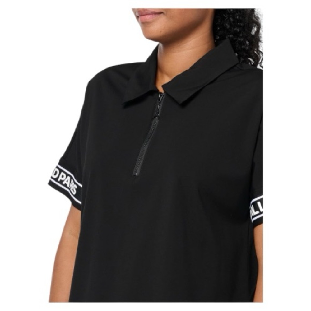 Karl Lagerfeld Paris Black Half Zip Logo Trim Top l Size L l Poshmark - Picture 3 of 8